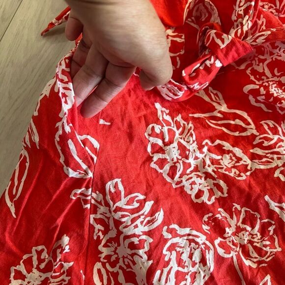 Free People A Thing Called Love Floral Linen Blend Mini Dress Size 2 Red Orange - Picture 7 of 9